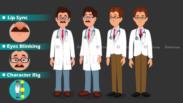 Doctor 2 Pose Cartoon Character JD2PCCX01 (Adobe Animate Vector)
