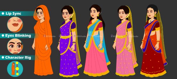Women Cartoon Character JWCCXRT01 (Adobe Animate Vector)