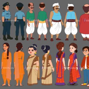 Jeeva Cartoon Character Bundles JCCBXXT1 (Adobe Animate Vector)