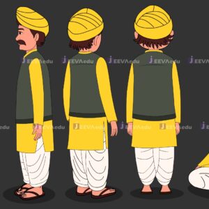 Village Man Cartoon Character 7 Poses JVMCCXX1 (Animate Vector)