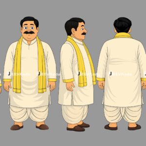 Village Man Cartoon Character JVMCCXZ2 (Adobe Animate Vector)