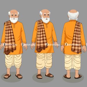 Desi Grandpa Cartoon Character JDGCCZ5 (Adobe Animate Vector)