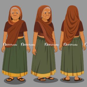 Indian Old Women Cartoon Character JIOWCCX1 (Adobe Animate Vector)