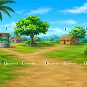 Cartoon Village Background with Well JCVBWPSDX4 (Adobe Photoshop)