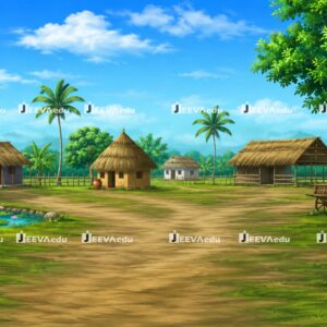 Cartoon Village Background with Hut JCVBHPSD5 (Adobe Photoshop)