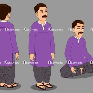 Traditional Indian Man Cartoon Character JTIMCCA2 (Animate Vector)