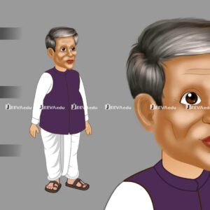 Indian Elder Man Cartoon Character JIEMCCX6 (Animate Vector)