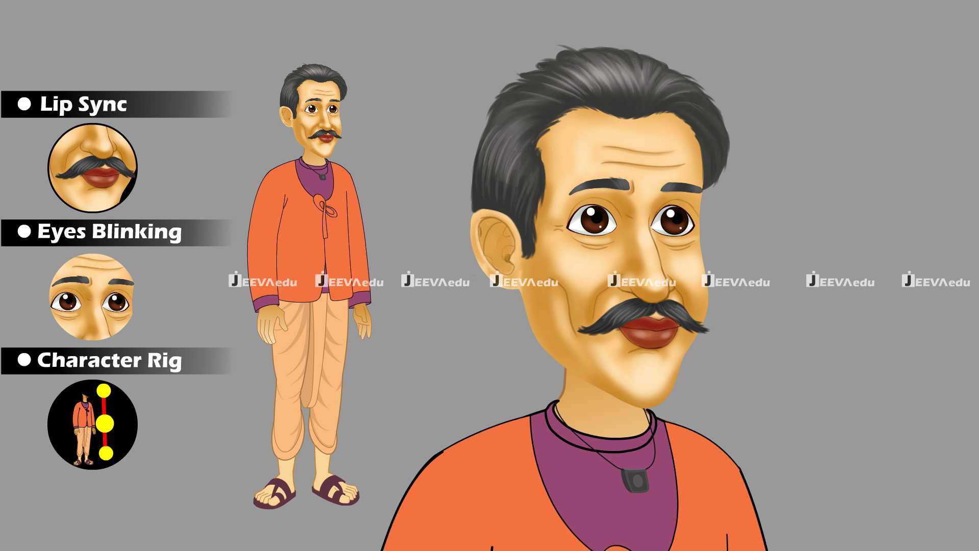Indian Village Man Cartoon Character JIVMCCX2 (Animate Vector)