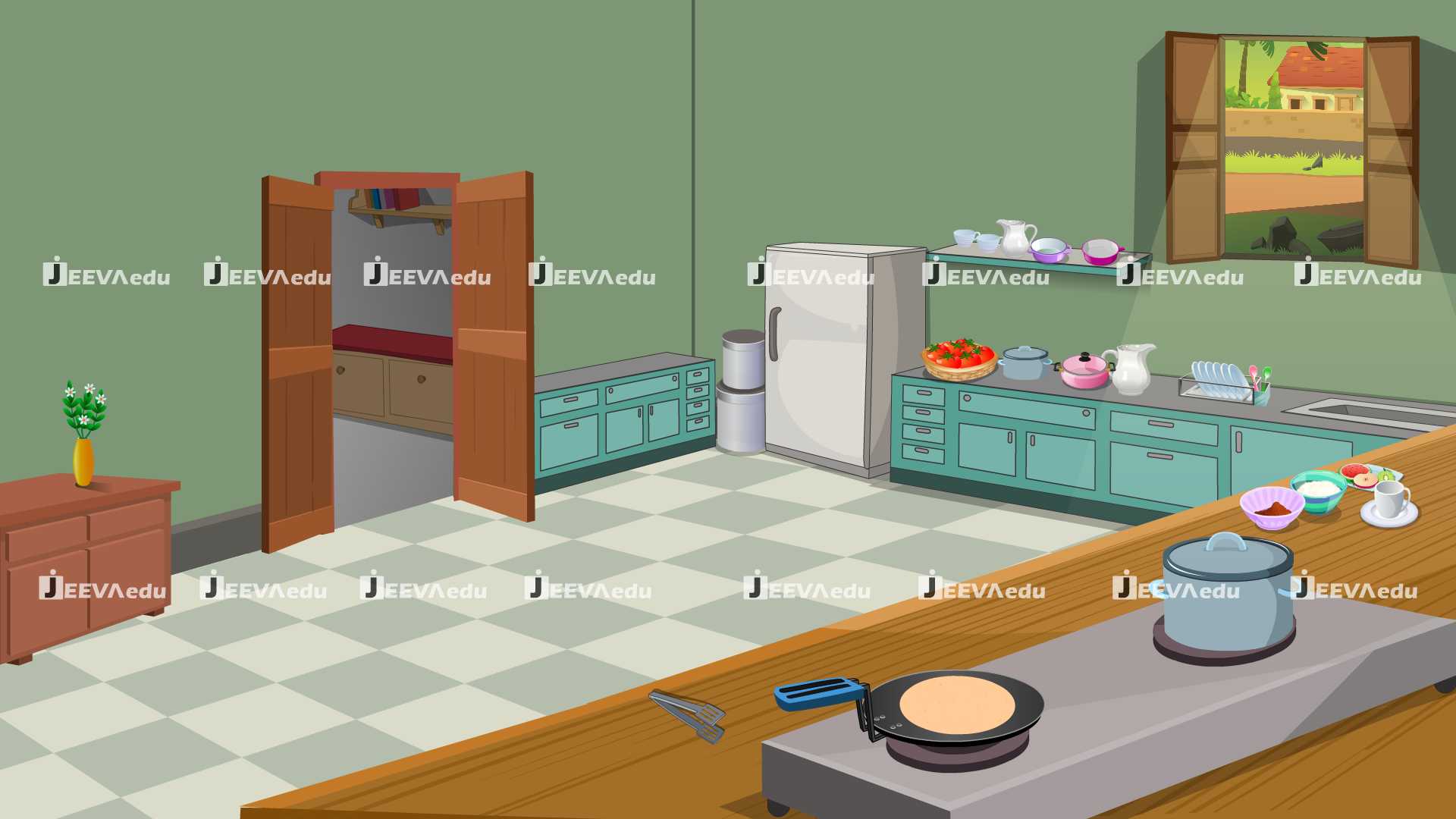 Cartoon Style Kitchen Background JCSKBC2 (Adobe Animate Vector)