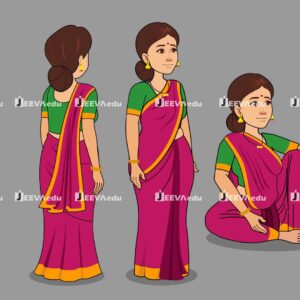 Indian Ethnic Woman Cartoon Character JIEWCC10 (Animate Vector)
