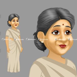 Indian Elderly Woman Cartoon Character JIEWCCZ8 (Animate Vector)