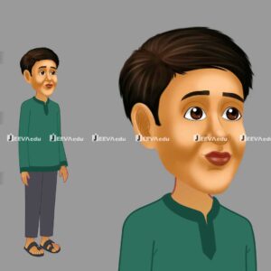 Indian Ethnic Young Cartoon Character JIEYCCZ7 (Animate Vector)
