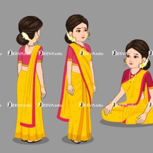 Indian Married Woman Cartoon Character JIMWCC4 (Animate Vector)