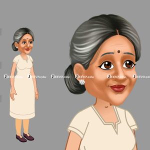 Indian Old Woman Cartoon Character JIOWCCZ29 (Animate Vector)