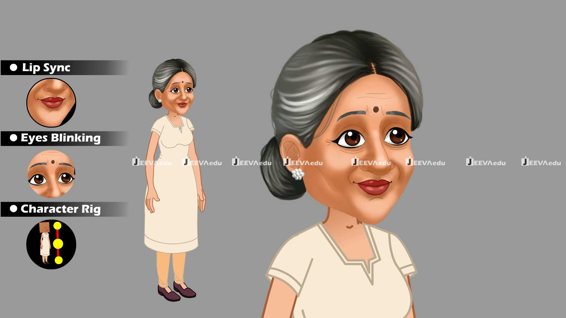 Indian Old Woman Cartoon Character JIOWCCZ29 (Animate Vector)