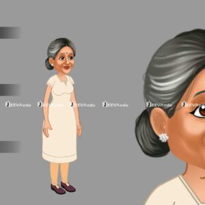 Indian Old Woman Cartoon Character JIOWCCZ29 (Animate Vector)