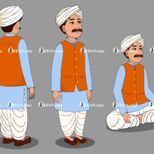 Indian Pagdi Man Cartoon Character JIPMCC5 (Animate Vector)