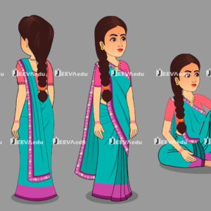 Indian Saree Woman Cartoon Character JISWCCA1 (Animate Vector)