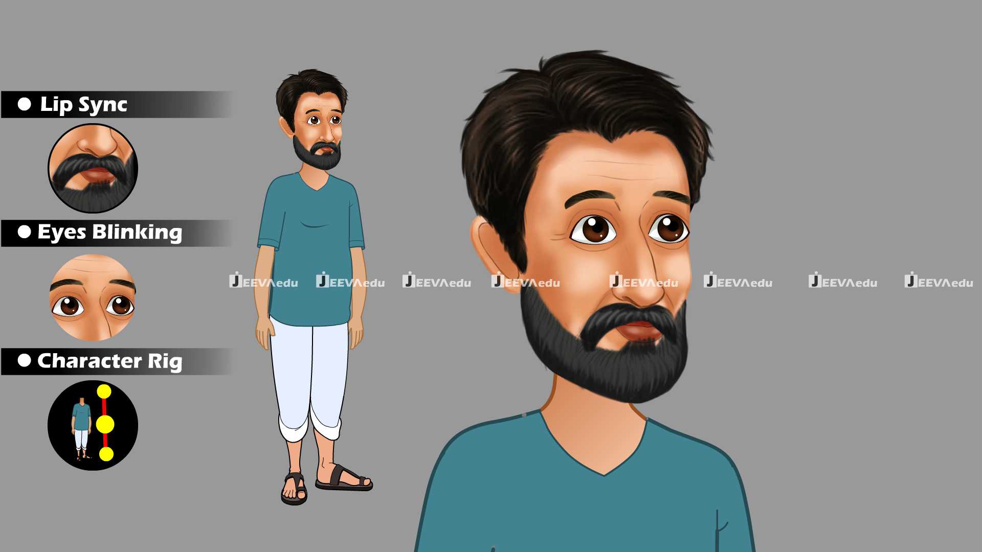 Traditional Village Man Cartoon Character JTVMCCX7 (Animate Vector)