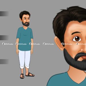 Traditional Village Man Cartoon Character JTVMCCX7 (Animate Vector)