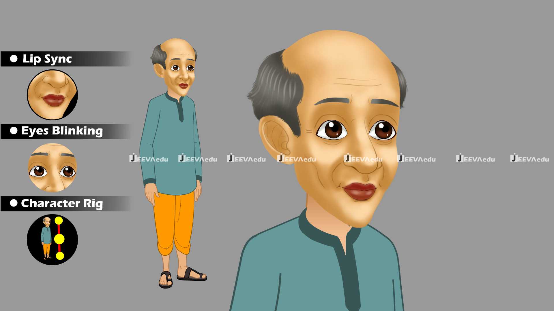 Village Uncle Cartoon Character JVUCCX3 (Animate Vector)