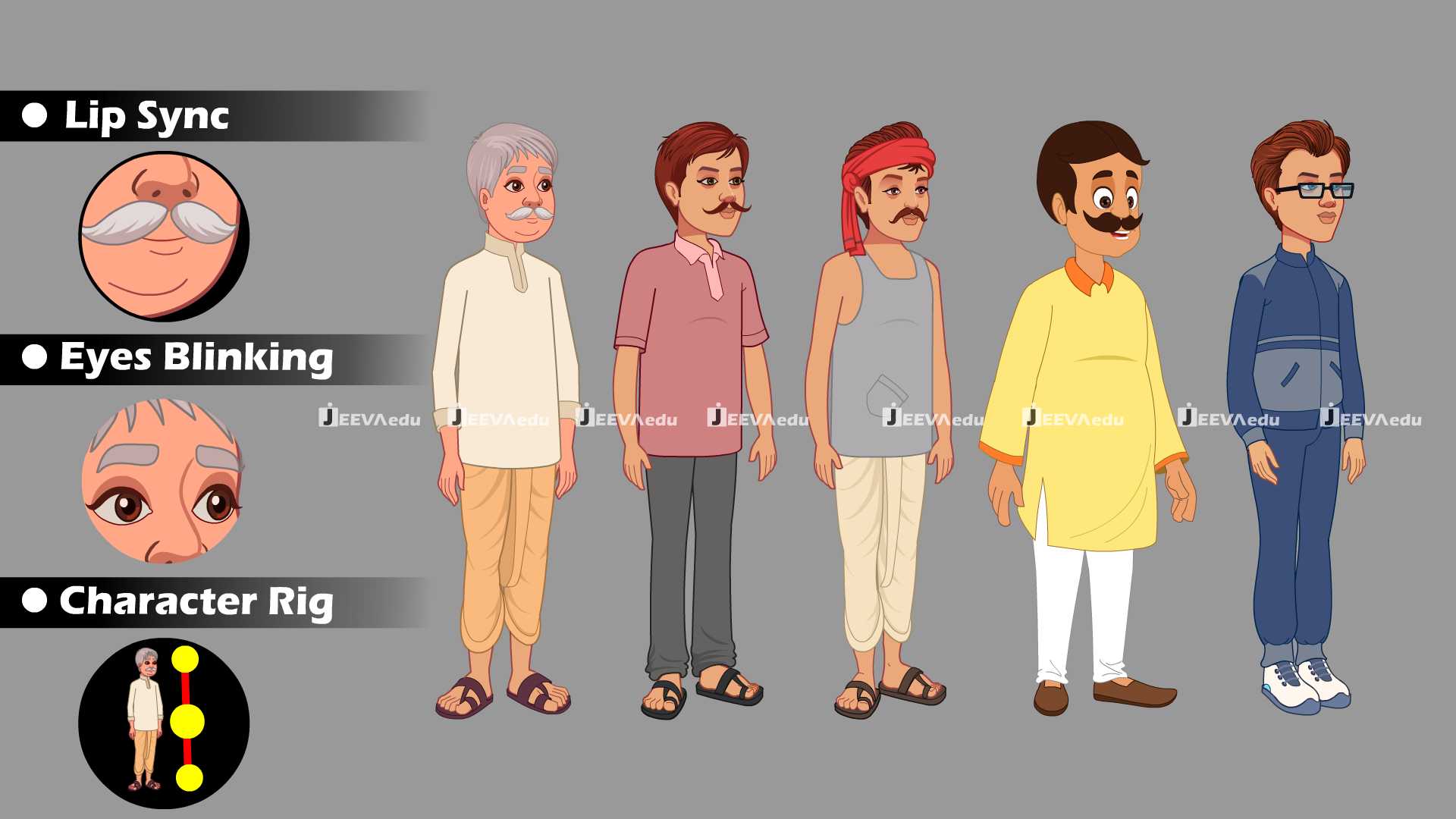 Desi People Character Pack JDPCPX5 (Adobe Animate Vector)