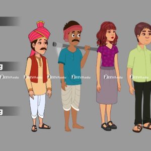 Indian Cartoon People Pack JICPPX4 (Adobe Animate Vector)