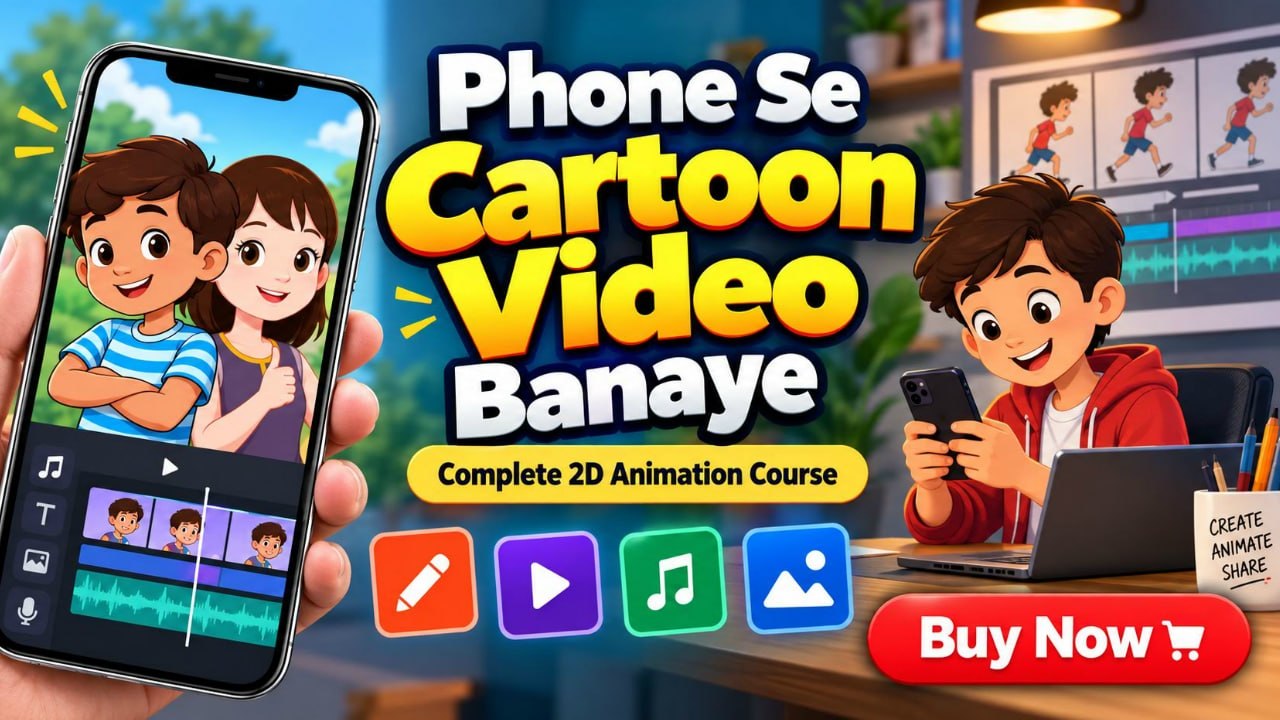 Phone Se Cartoon Video Banaye – Complete Cartoon Story 2D Animation Course